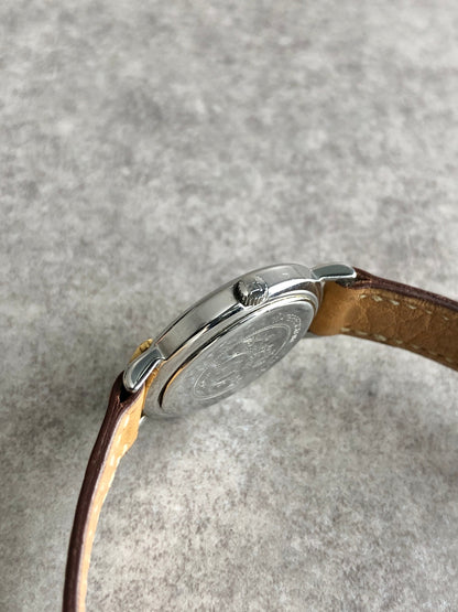 HERMES Logo Quartz Watch Camel Vintage tfub3s