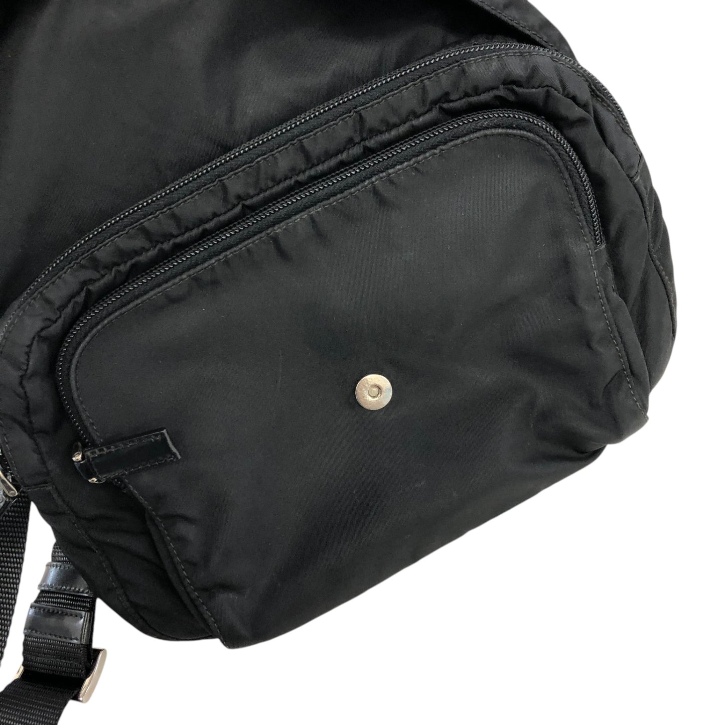 PRADA Tessuto Triangle Logo Front Buckle Shoulder bag Black Vintage 3ce7c7