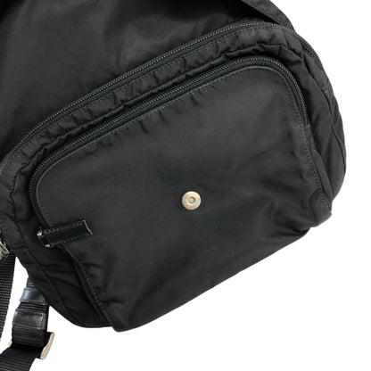 PRADA Tessuto Triangle Logo Front Buckle Shoulder bag Black Vintage 3ce7c7
