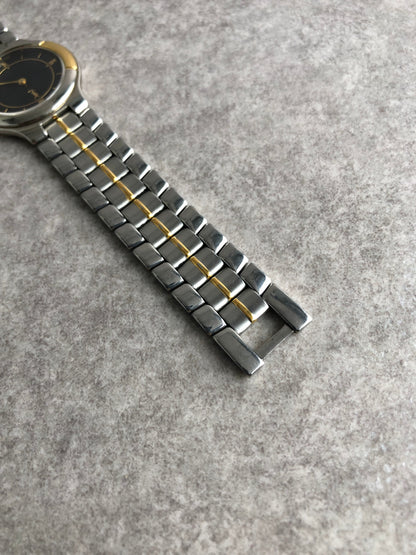 Yves Saint Laurent YSL Logo Quartz Watch Silver×Gold Vintage ymydvs