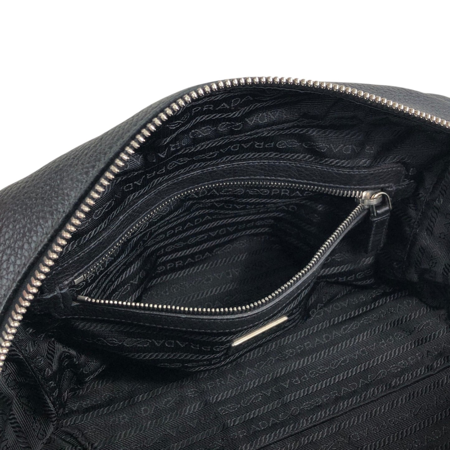 PRADA Logo Embossed Small Boston bag Handbag Black Vintage 6kdc52