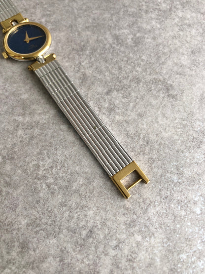 Christian Dior Logo Watch Silver×Gold 3025 Vintage fadvvc