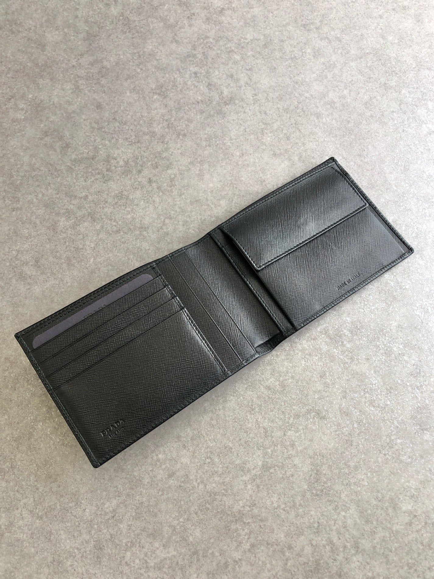 PRADA Logo Embossed Folded Wallet Black Vintage g5i3kc