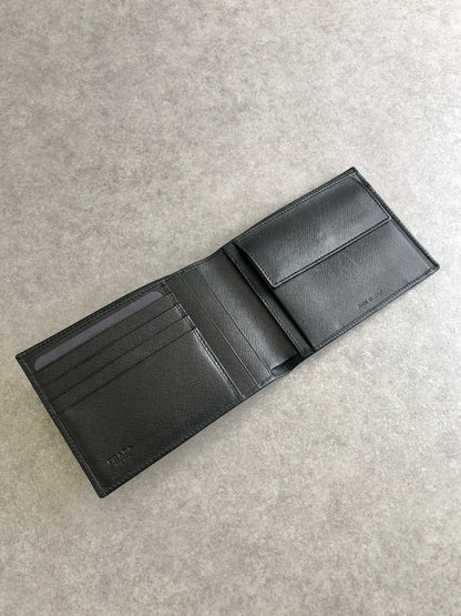PRADA Logo Embossed Folded Wallet Black Vintage g5i3kc