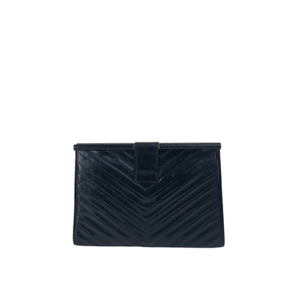 Yves Saint Laurent YSL Logo Clutch bag Navy Vintage j5mjwb