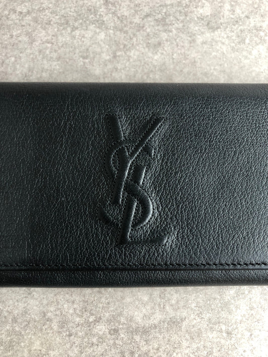 Yves Saint Laurent YSL Logo Long Wallet Black Vintage ipdgzz