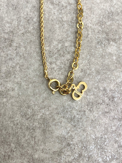 Christian Dior CD Logo Ribbon Motif Necklace Gold Vintage xyjgu5