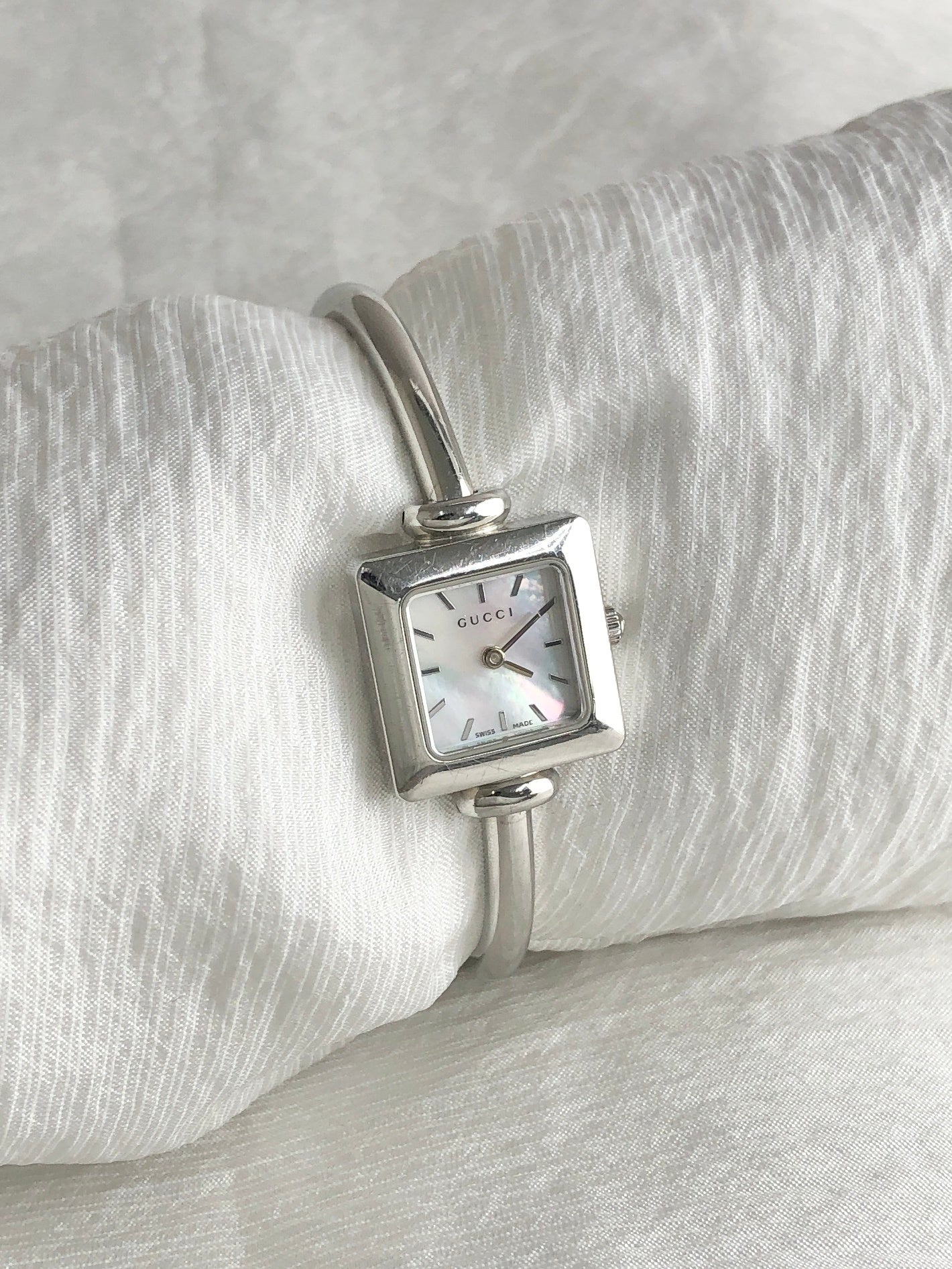 GUCCI Bangle Watch Silver 1900L Vintage ahc5hy