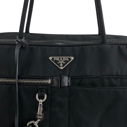 PRADA Triangle Logo Padlock Small Boston bag Handbag Black Vintage a5w87e