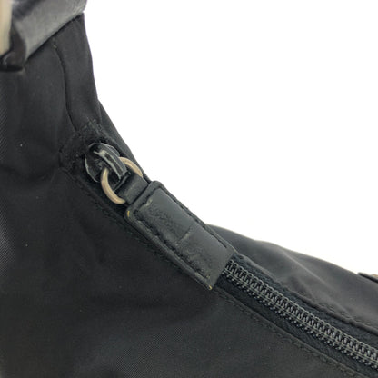 PRADA Triangle Logo Nylon Shoulder bag Hobobag Black Vintage bbyjfb