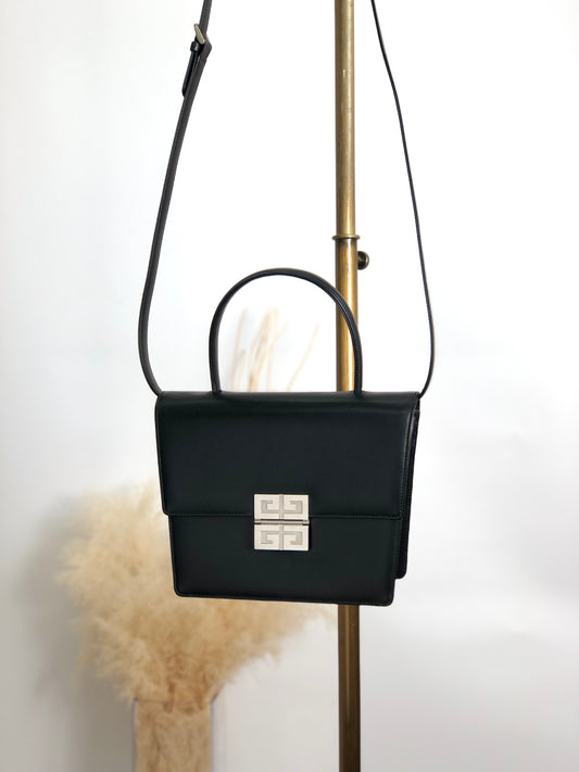 GIVENCHY Logo Two-way Handbag Shoulder bag Black Vintage 5d4up3