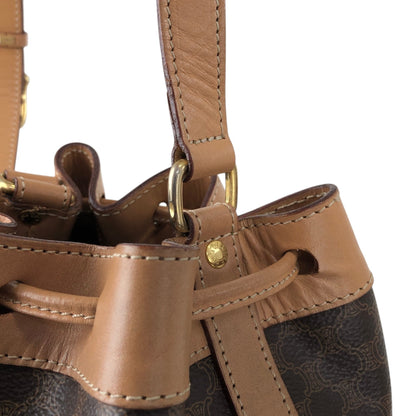 CELINE Macadam Blason Drawstring Shoulder bag Brown Vintage 3mevbd