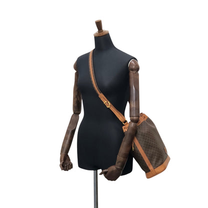 CELINE Macadam Blason Drawstring Shoulder bag Brown Vintage 6tzfb8