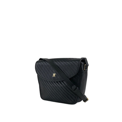 CELINE Blason Bias Stitch Shoulder bag Black Vintage hbufuu