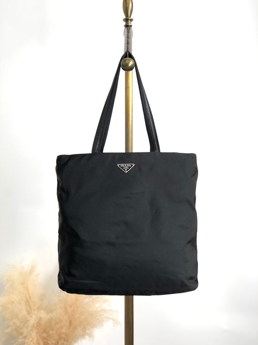 PRADA Tessuto Triangle Logo Totebag Black Vintage 885ief