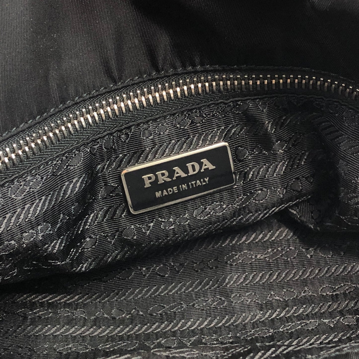 PRADA Triangle Logo Chain Shoulder bag Black Vintage 4gbnas