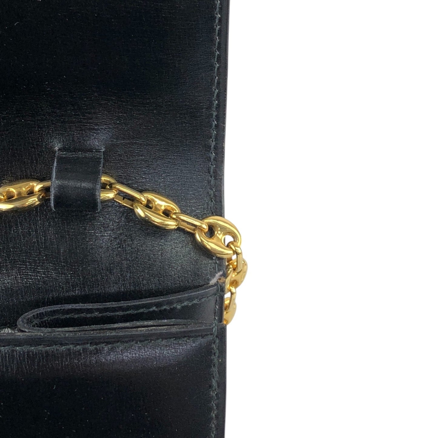 CELINE Triomphe Chain Shoulder bag Black Vintage hd5spn