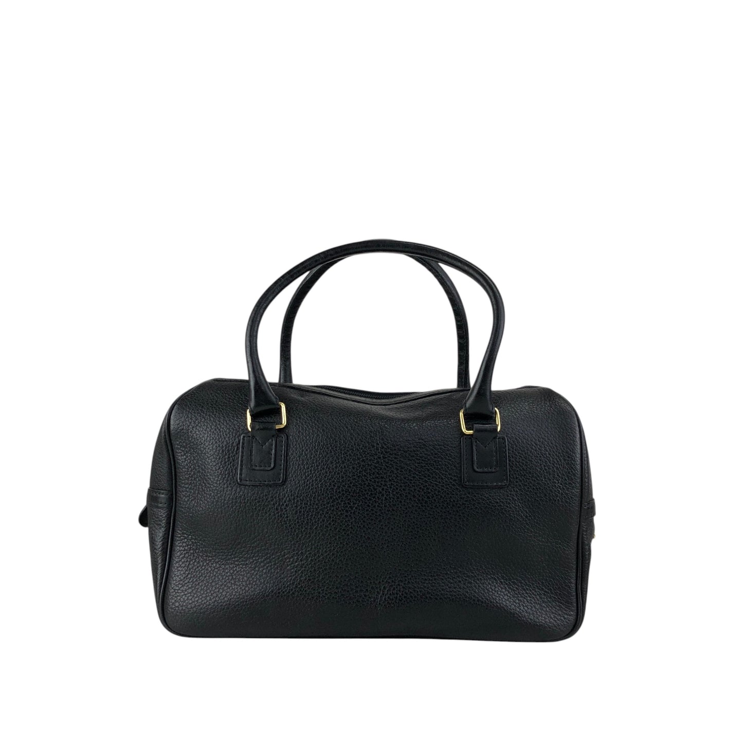 BURBERRY Logo Embossed Handbag Boston bag Black Vintage ybjkpc