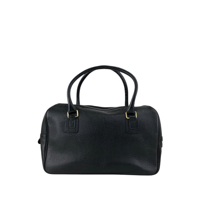 BURBERRY Logo Embossed Handbag Boston bag Black Vintage ybjkpc