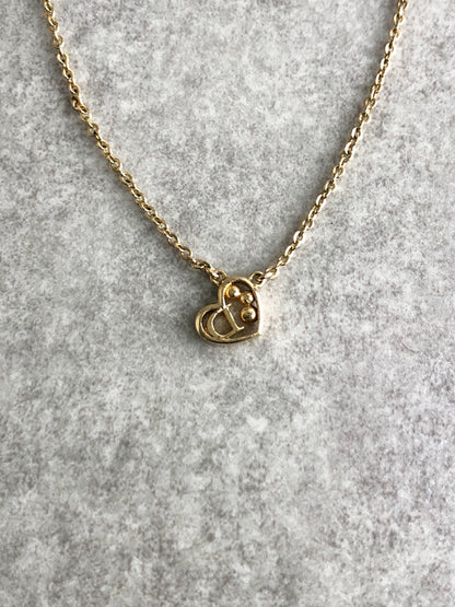 Christian Dior Heart Motif Necklace Gold Vintage 8guxy2