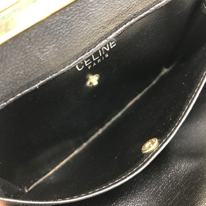 CELINE Blason Metal Clasp Chain Shoulder bag Black Vintage bfh6px
