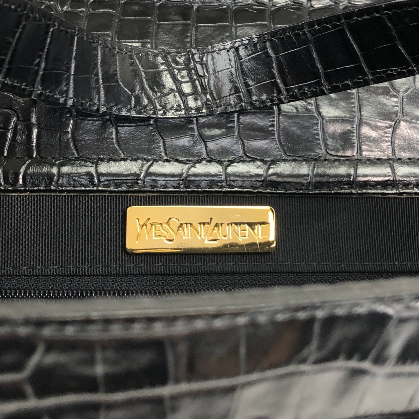 Yves Saint Laurent YSL Logo Handbag Black Vintage 3e2ciz