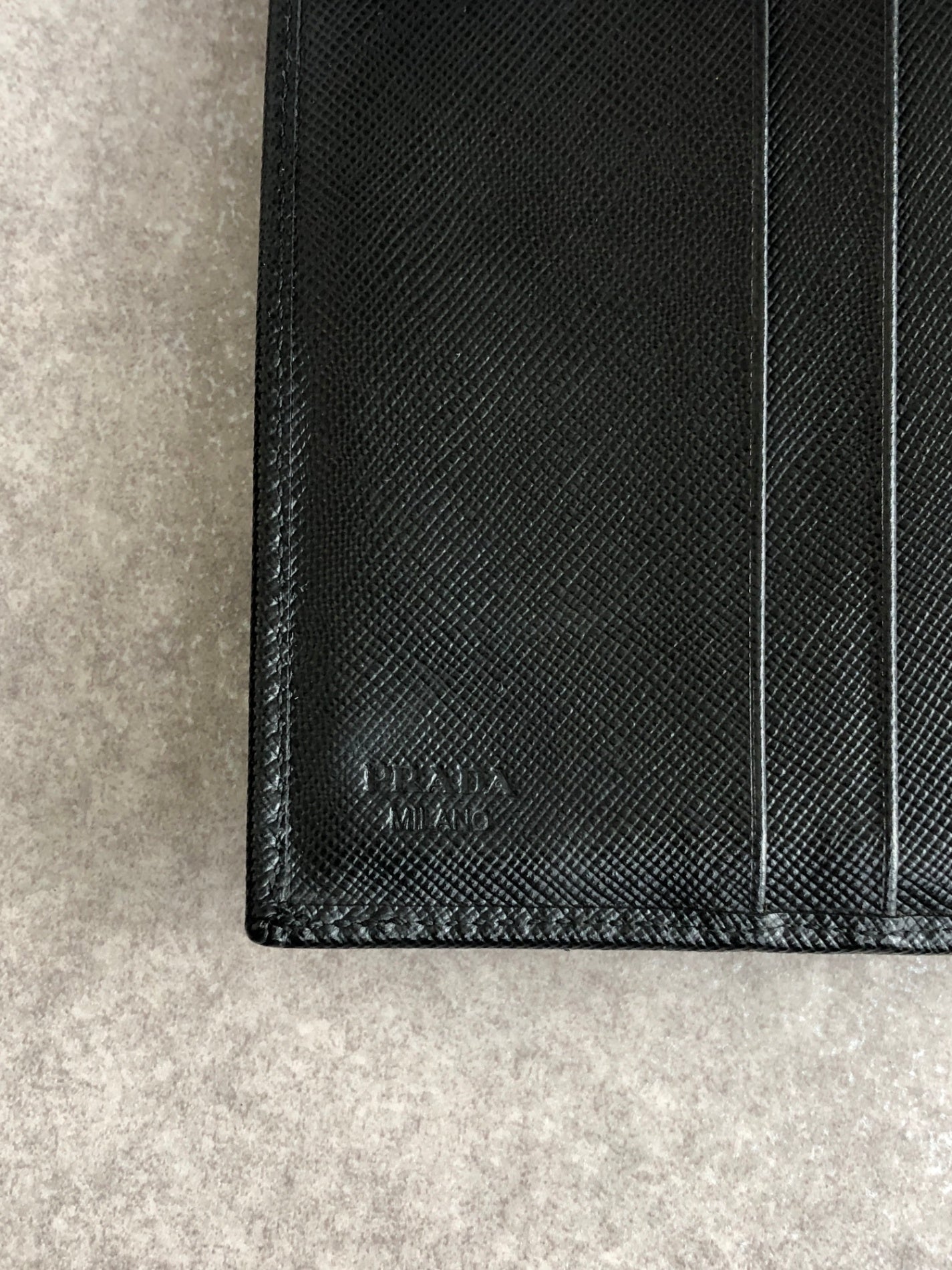PRADA Logo  Folded Wallet Black Vintage gfnuwt