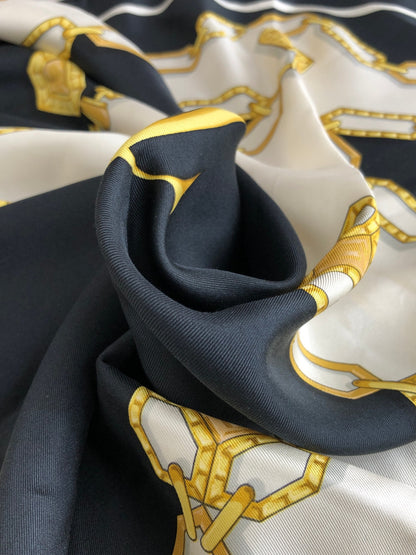 Cartier Silk100% Scarf Black Vintage etkiz6