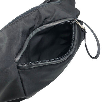 PRADA Tessuto Triangle Logo Shoulder bag Hobobag Black Vintage psffyn