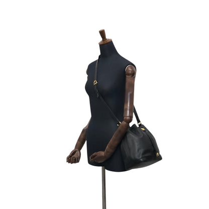 CELINE Blason Drawstring Shoulder bag Black Vintage 2vim3n