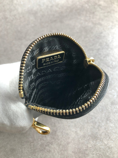 PRADA Logo Coin Purse Black Vintage khyxfk