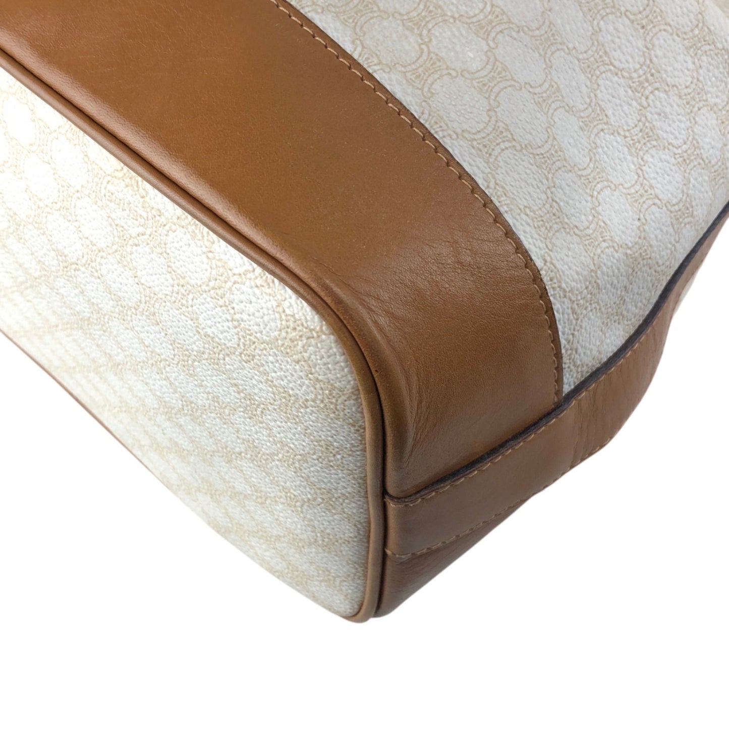 CELINE Macadam  Blason Drawstring  Shoulder bag White Vintage 6vdzju