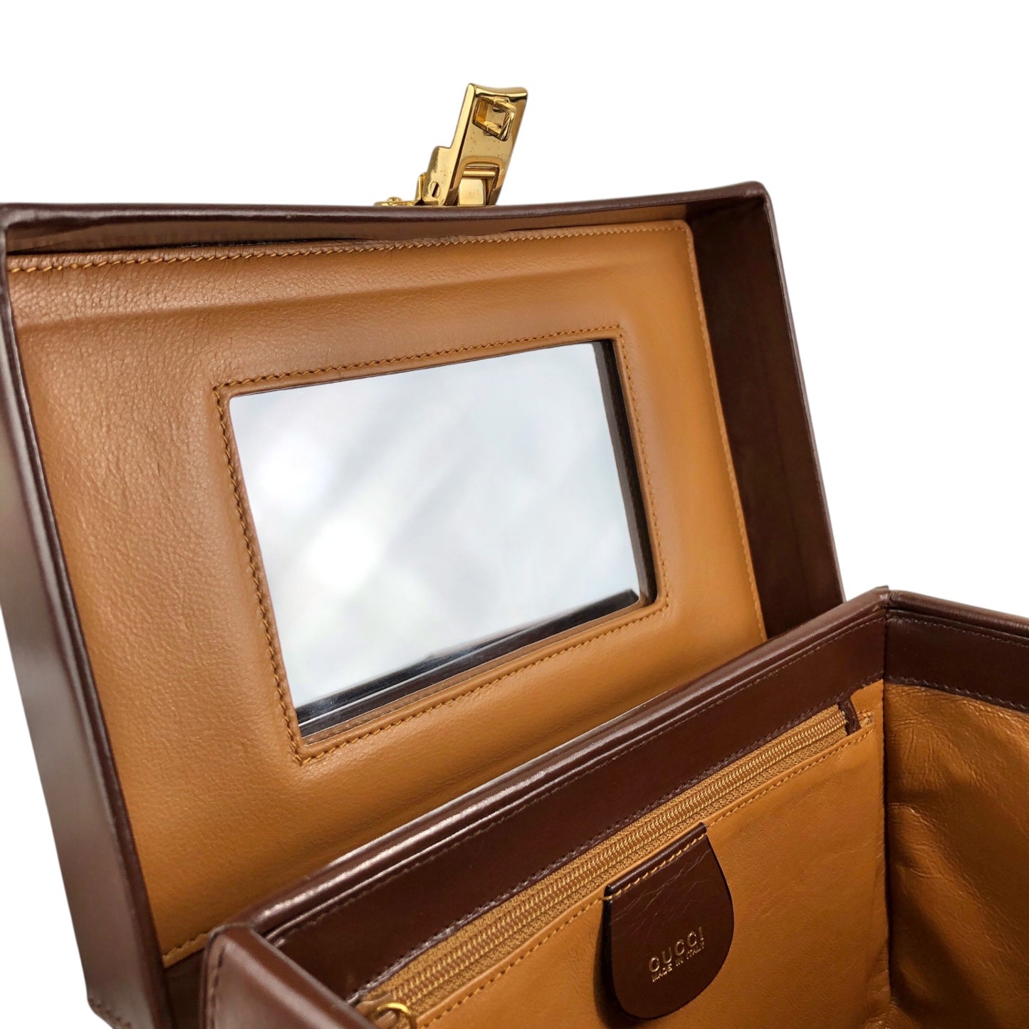 GUCCI Handbag Vanity bag Brown Vintage kj32bu