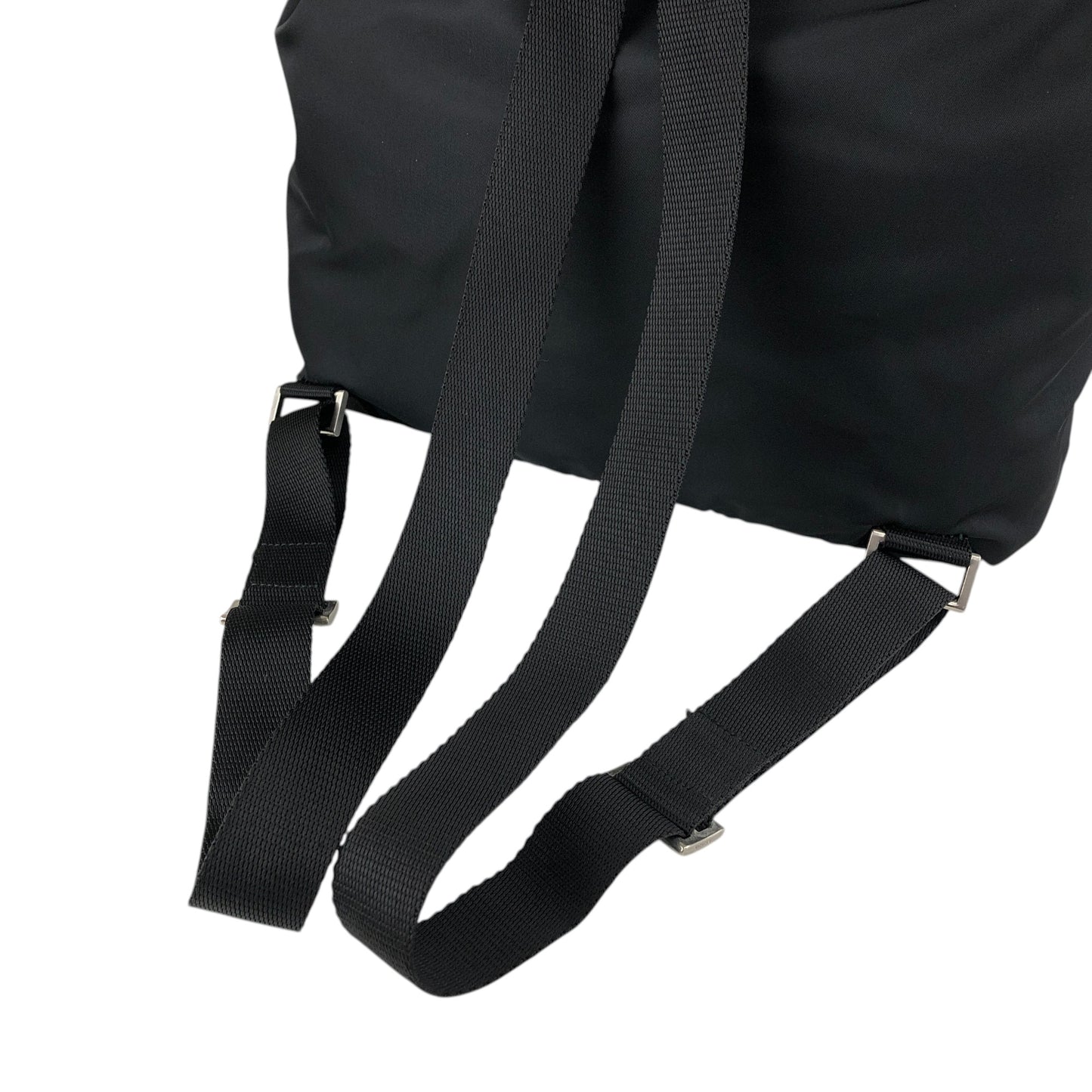 PRADA Tessuto Triangle Logo Double Pocket Backpack Black Vintage scciib