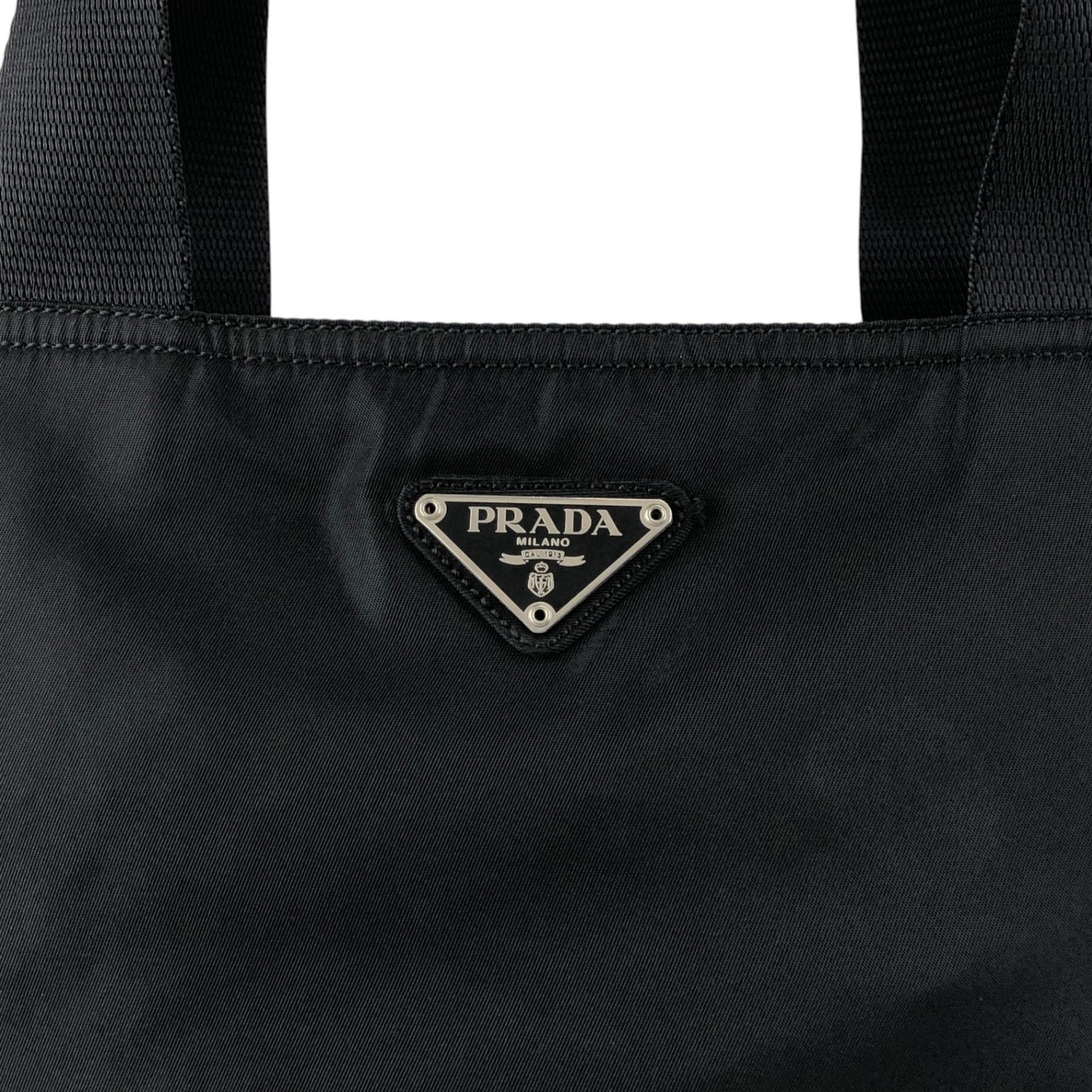 PRADA Tessuto Triangle Logo Handbag Totebag Black Vintage ij43tr