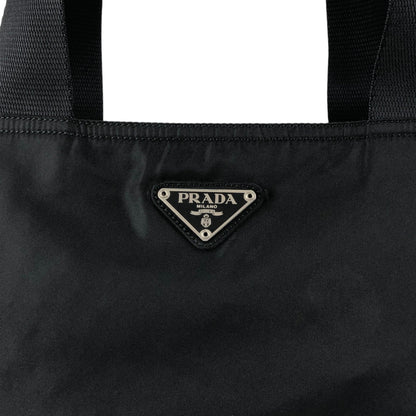 PRADA Tessuto Triangle Logo Handbag Totebag Black Vintage ij43tr
