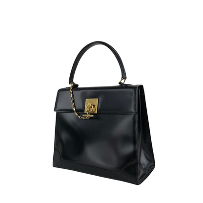CELINE Gancini Toggle Clasp Handbag Black Vintage gpjwxc
