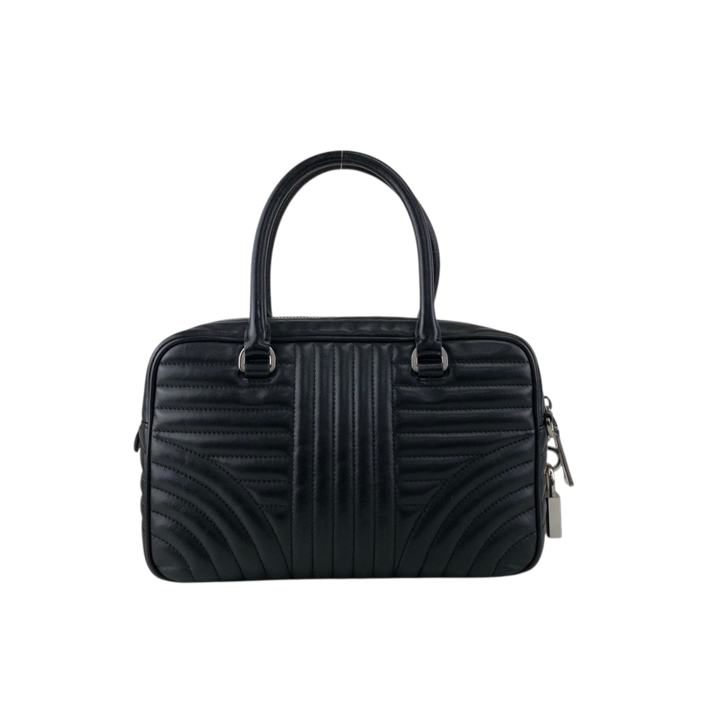 PRADA Logo Small Boston bag Handbag Black Vintage v7w6vi