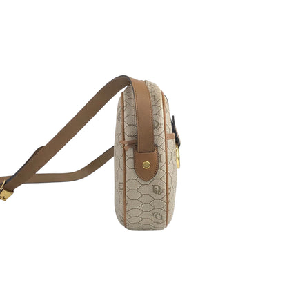 Christian Dior Honeycomb Pattern CD Logo Shoulder bag Beige Vintage 4axxsb