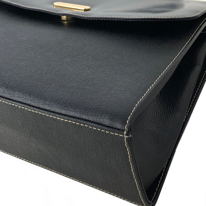 BURBERRY Logo Motif Leather Two-way Top Handle Handbag Shoulder bag Black Vintage mxbnib