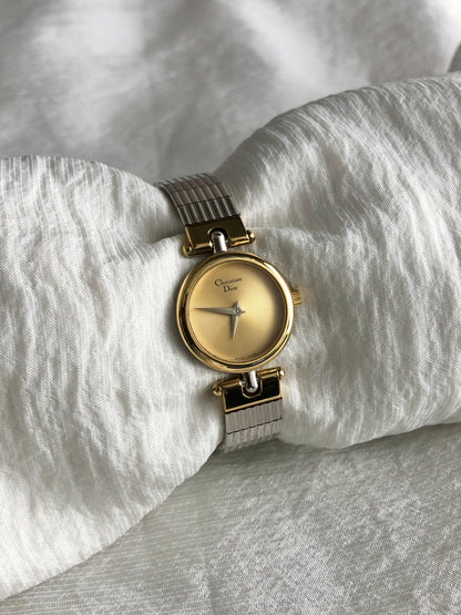 Christian Dior Logo Watch Silver×Gold Vintage pmuyyi