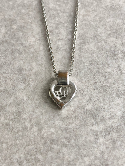 Christian Dior Logo Motif Rhinestone Necklace Silver Vintage a752cj