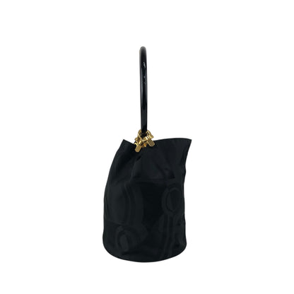 Salvatore Ferragamo Gancini Drawstring Small Handbag Black Vintage tigpxb