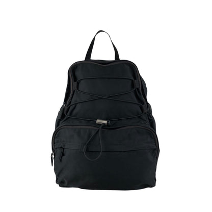 PRADA Tessuto Triangle Logo Double Pocket Backpack Black Vintage bpk4w7