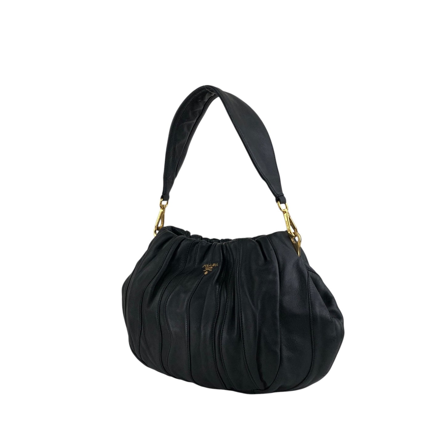 PRADA Logo Shoulder bag Black Vintage 6yixa5
