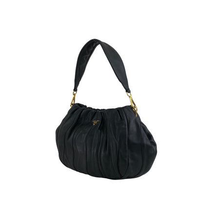 PRADA Logo Shoulder bag Black Vintage 6yixa5