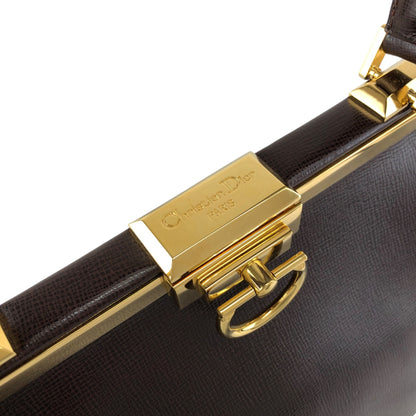 Christian Dior Gancini Metal Clasp Two-way Handbag Shoulder bag Brown Vintage pzns32