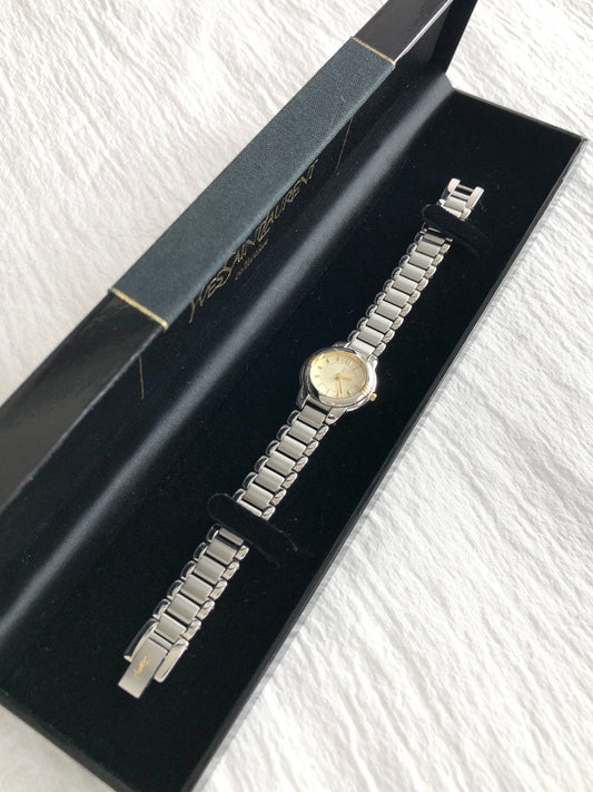 Yves Saint Laurent YSL Logo Watch Silver 5930-F91474 TA Vintage wdberd