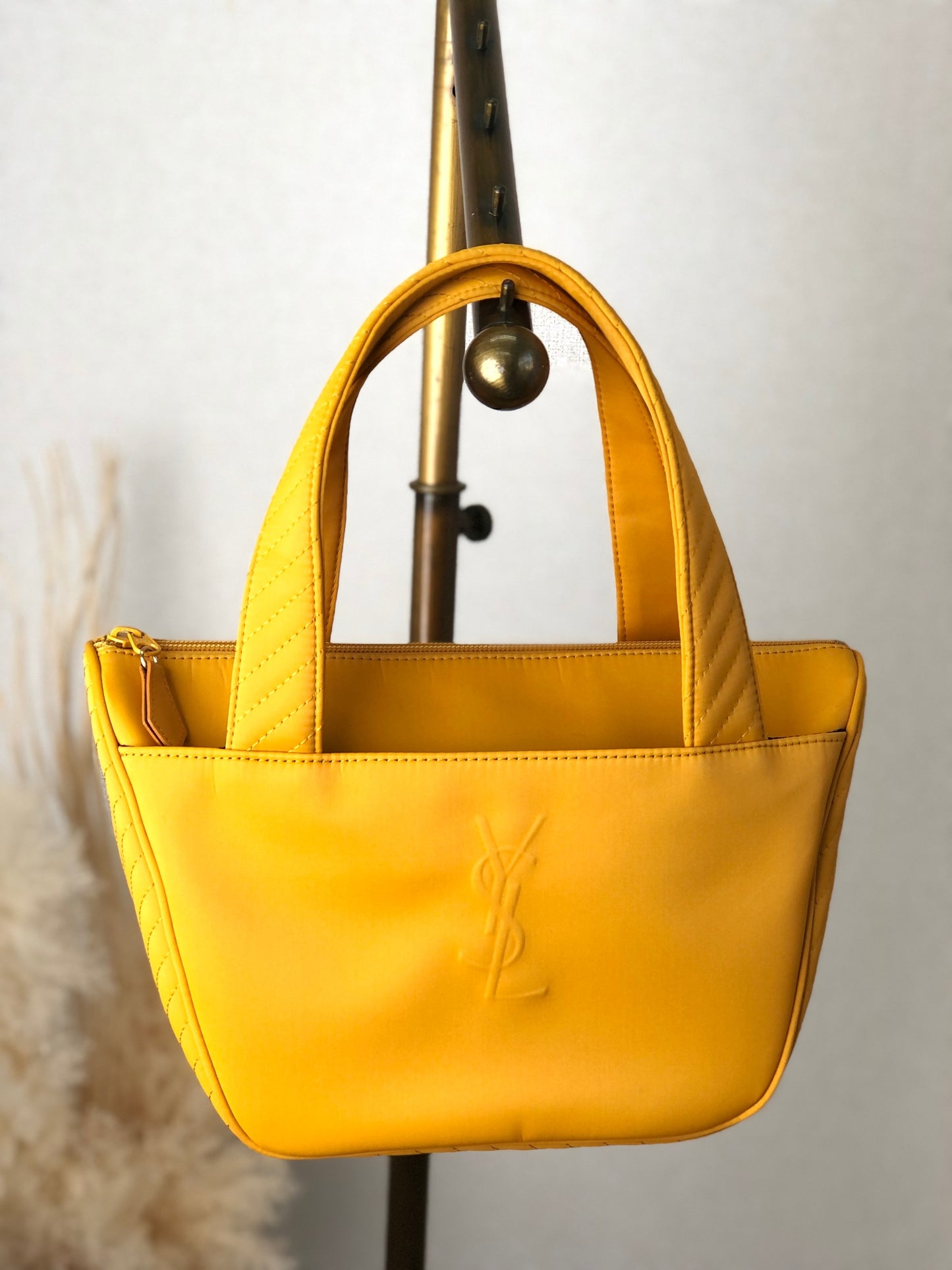 Yves Saint Laurent YSL Logo Handbag Yellow Vintage et22xs