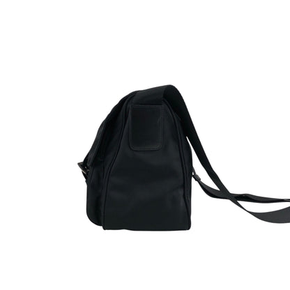 PRADA Triangle Logo Front Buckle Shoulder bag Black Vintage b2kema
